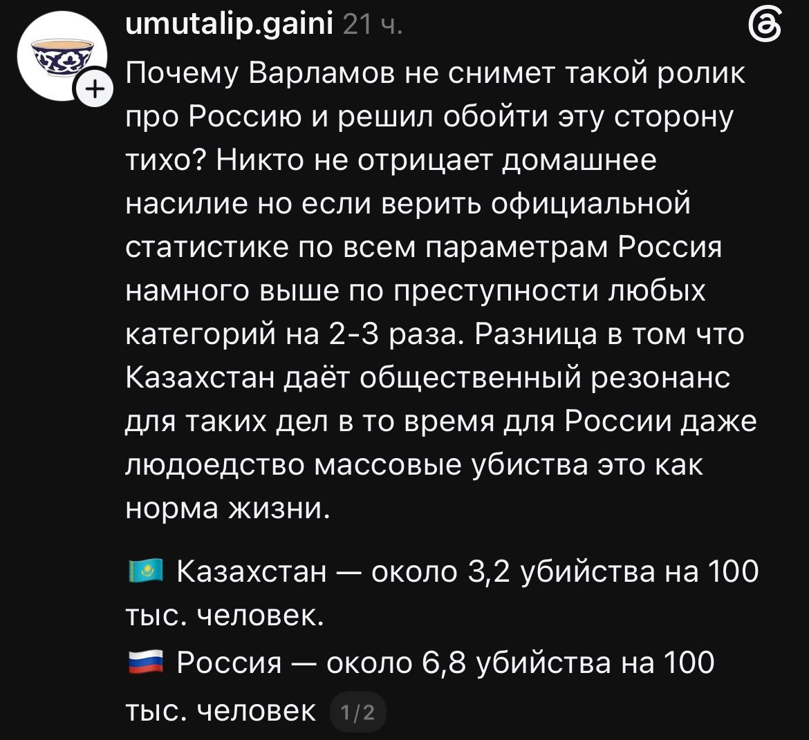 Скрин поста в тредс