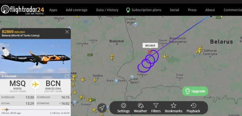 Сегодня рейс Минск–Барселона развернули в воздухе