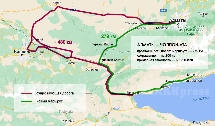 Трасса алматы астана карта